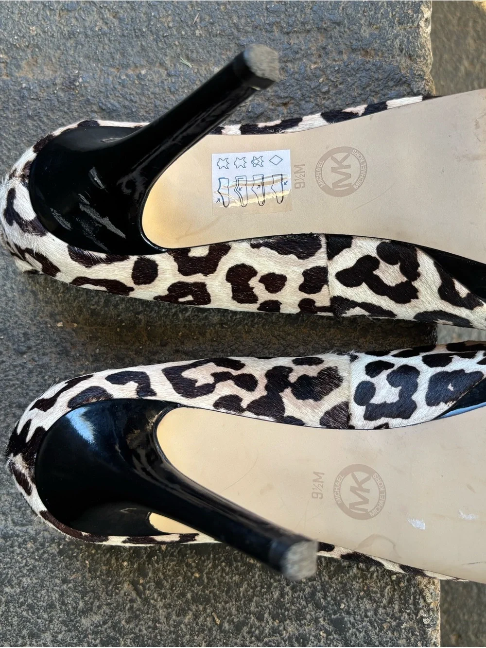 Michael Kors Leopard Print Platform Pumps - Black & Cream